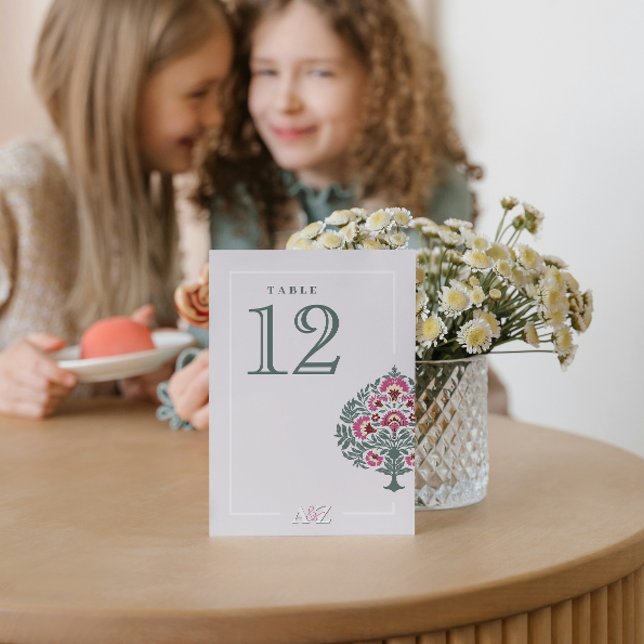 Mughal Floral Wedding Table Number Card – Elegant  (Creator Uploaded)