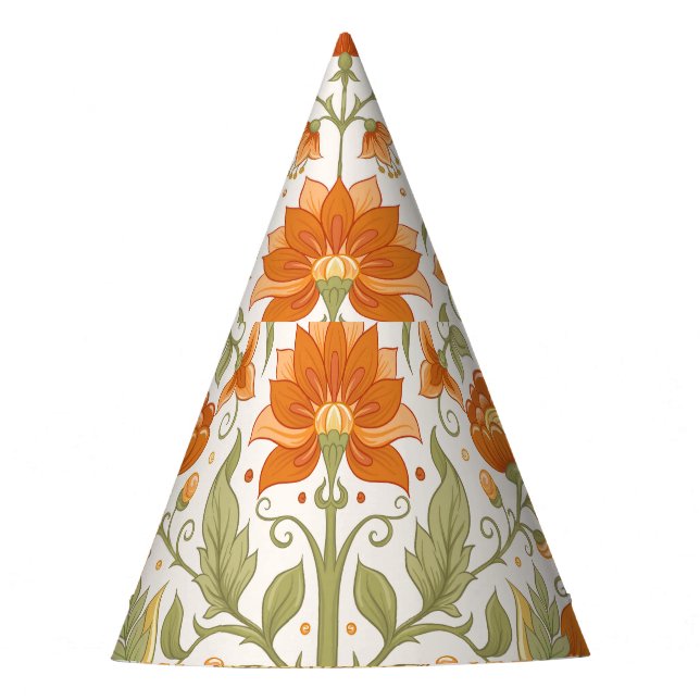 Mughal Motif Fantasy Flowers Pattern Party Hat (Front)