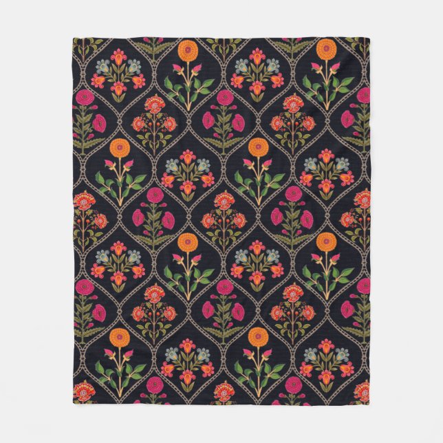 mughal motif Kani Look ornament pattern multi colo Fleece Blanket (Front)