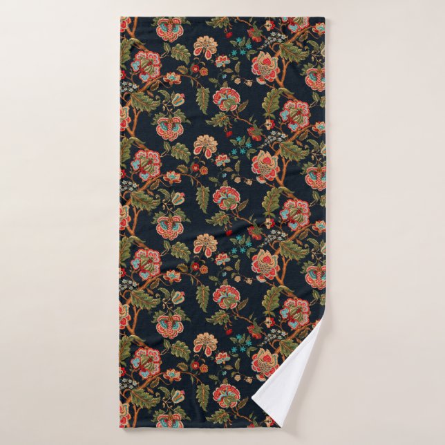 mughal motif ornament pattern multi colour backgro bath towel (Bath Towel)