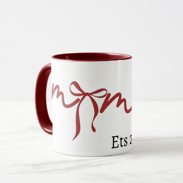MugMama Bow Mug 2026 Cute Gift for Mum Minimalist  (Front Left)