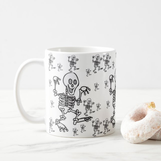 mugs halloween skeletons (With Donut)