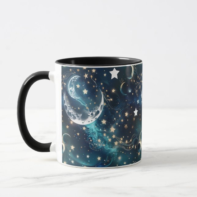 Mugs – Icy Blue Celestial Moon Phase Luxury Coffee (Left)