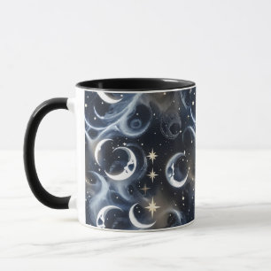 Mugs – Metallic Silver Celestial Moon Phase Luxury