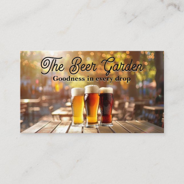 Mugs of Foamy Beer | Outdoor Restaurant Business Card (Front)
