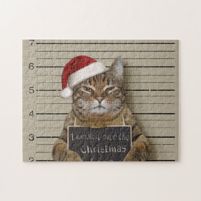 Mugshot Cat Christmas Jigsaw Puzzle (Horizontal)