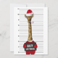 Mugshot Guilty Giraffe Funny Christmas
