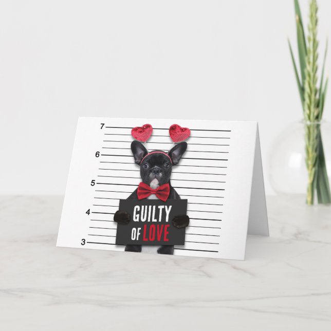 Mugshot Guilty Love Dog Funny Valentine's Day Card (Front)