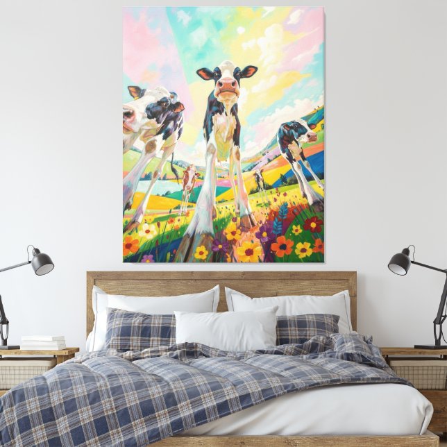 Muh town Cow Art  Canvas Print (Insitu(Bedroom))