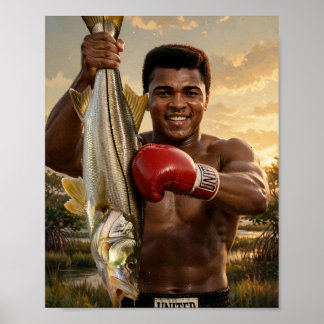 Muhammad Ali Punching a Snook — Boxing Art Poster