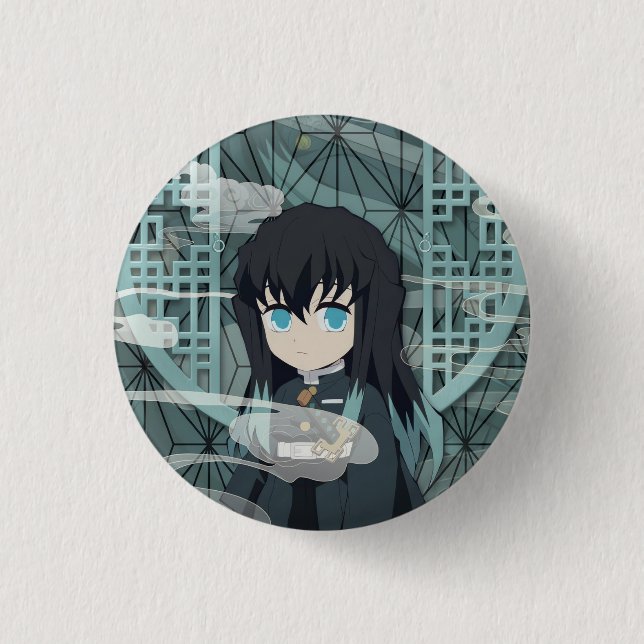 Muichiro Tokito Chibi 3 Cm Round Badge (Front)