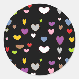 Muilty Colored Hearts Classic Round Sticker