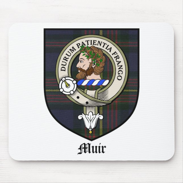 Muir Clan Crest Badge Tartan Mouse Pad (Front)