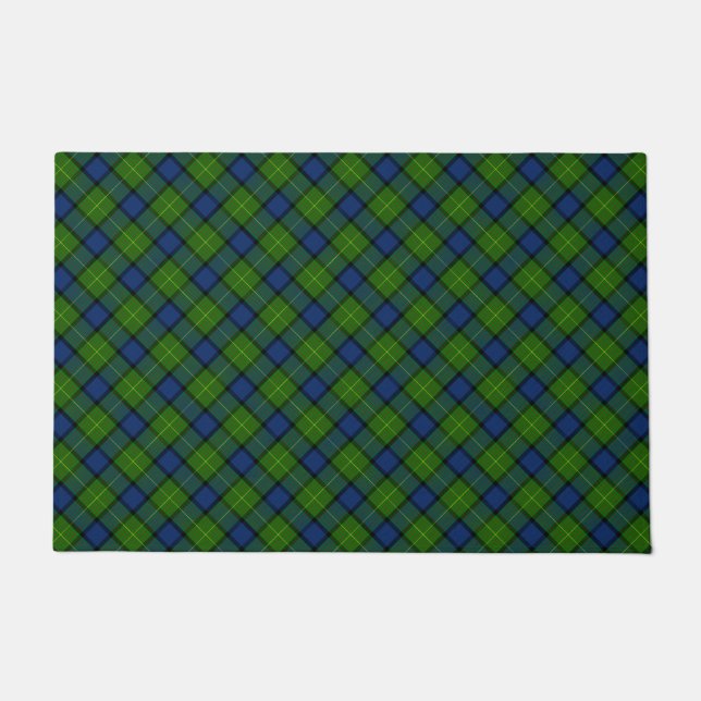 Muir Moore tartan green blue plaid Doormat (Front)