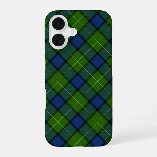 Muir Moore tartan green blue plaid iPhone 16 Case (Back)