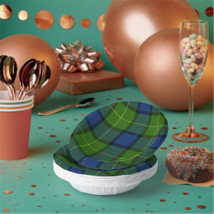 Muir Moore tartan green blue plaid Paper Plate