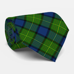 Muir Moore tartan green blue plaid Tie