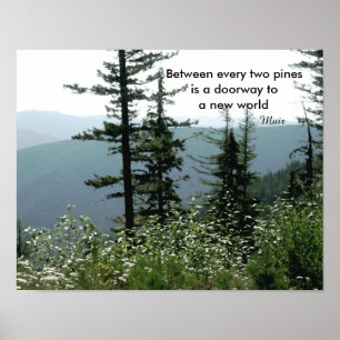 Muir quote poster nature photography mountain pine