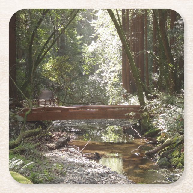 Muir Woods Bridge II Square Paper Coaster (Front)