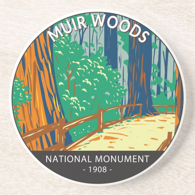 Muir Woods National Monument California Vintage Coaster (Front)