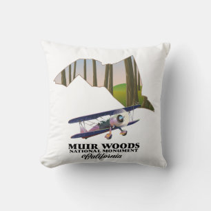 Muir Woods National Monument map travel poster. Cushion
