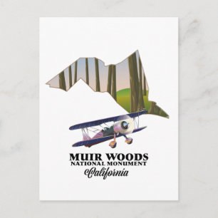 Muir Woods National Monument map travel poster. Postcard