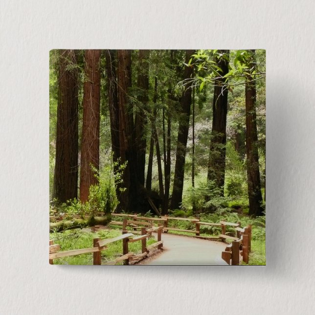 Muir Woods Path I Nature Photography 15 Cm Square Badge (Front)