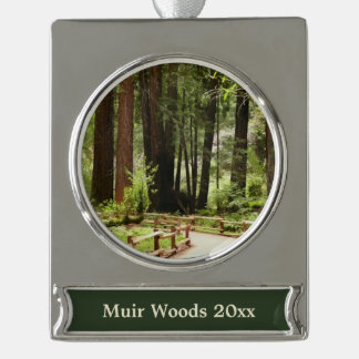Muir Woods Path I Nature Photography Silver Plated Banner Ornament