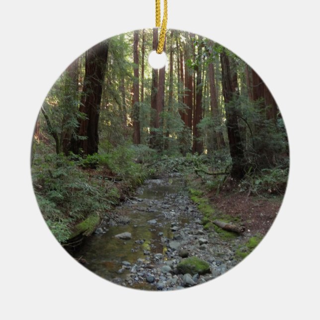 Muir Woods Stream Forest Landscape Ceramic Tree Decoration (Front)