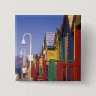 Muizenburg Bathing Boxes, near Capetown, South 15 Cm Square Badge