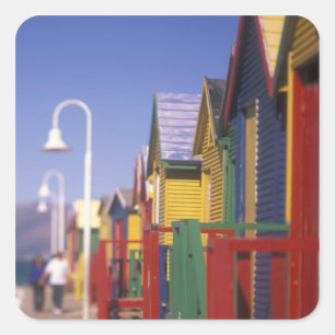 Muizenburg Bathing Boxes, near Capetown, South Square Sticker
