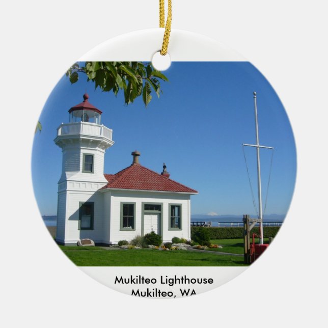 Mukilteo Lighthouse Ceramic Tree Decoration (Front)
