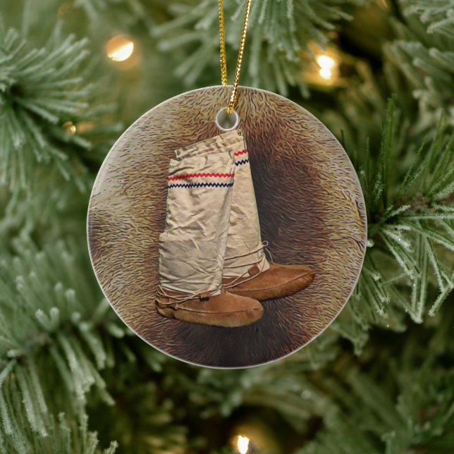 Mukluks On Caribou Fur Ceramic Tree Decoration (Tree)