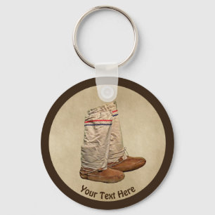 Mukluks On Old Paper Key Ring