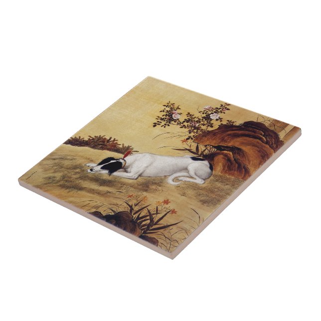 Mukongque 蓦空鹊 ~ Greyhound ~ Giuseppe Castiglione~ Tile (Side)