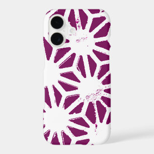 Mulberry and white geometric pattern