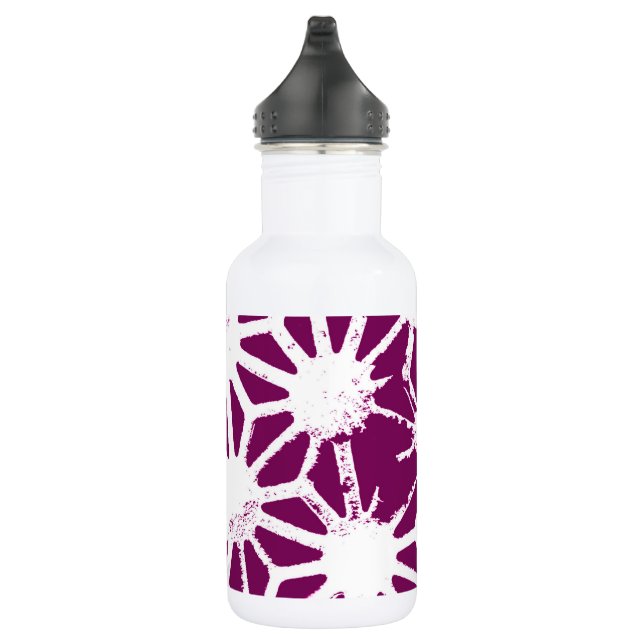 Mulberry and white geometric pattern 532 ml water bottle (Right)
