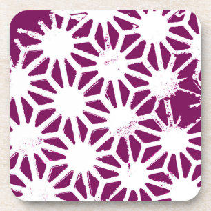 Mulberry and white geometric pattern coaster