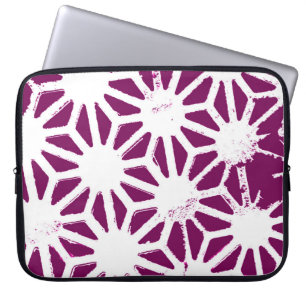 Mulberry and white geometric pattern laptop sleeve