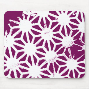 Mulberry and white geometric pattern mouse pad