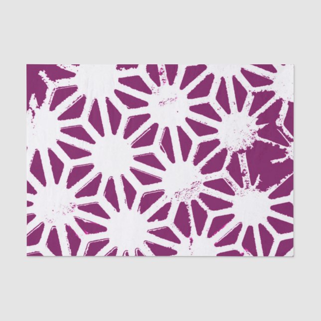 Mulberry and white geometric pattern tissue paper (Front)