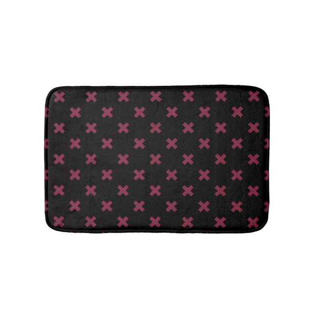 Mulberry cross stitches on black bath mat (Front)