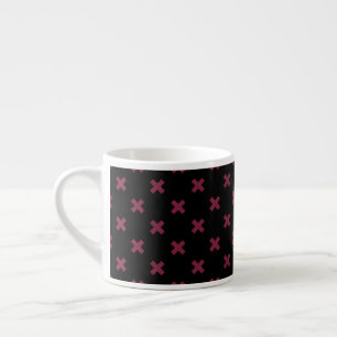 Mulberry cross stitches on black espresso cup