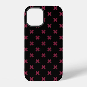 Mulberry cross stitches on black iPhone 12 case
