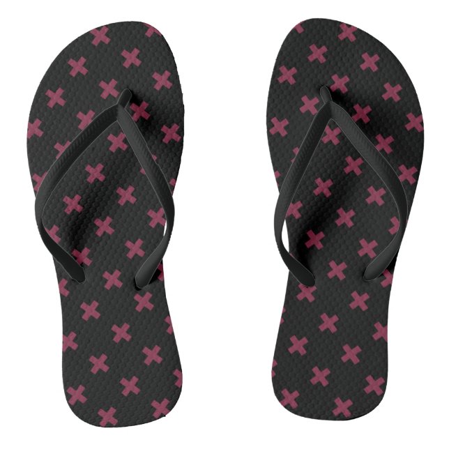 Mulberry cross stitches on black jandals (Footbed)