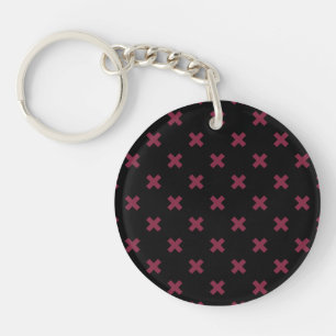 Mulberry cross stitches on black key ring