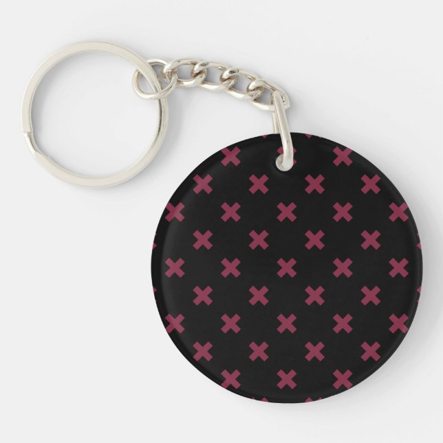 Mulberry cross stitches on black key ring (Front)