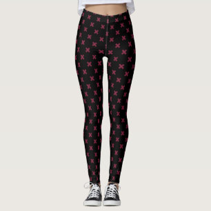 Mulberry cross stitches on black leggings