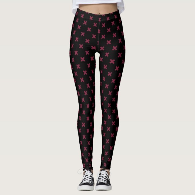 Mulberry cross stitches on black leggings (Front)