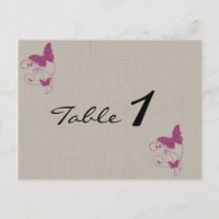 Mulberry Glitter Butterfly Wedding Table Number